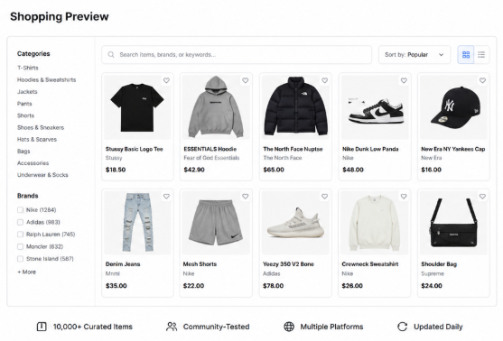 Vigorbuy shopping preview showing product categories and item options